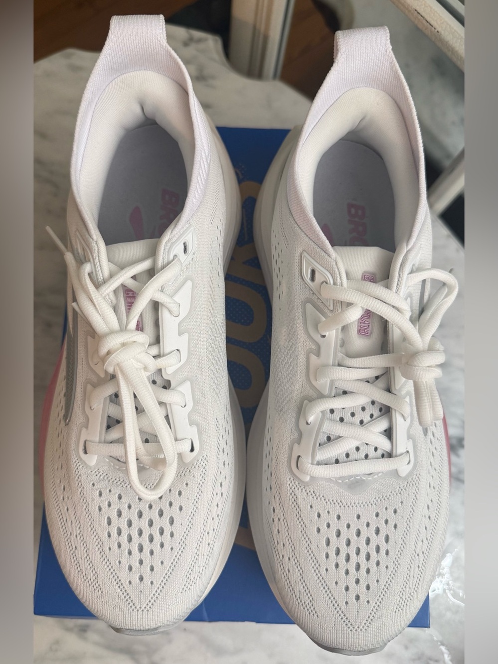 Brooks glycerin 23 running shoes size 8.5 white harbor mist metallic NIB - Picture 8 of 14